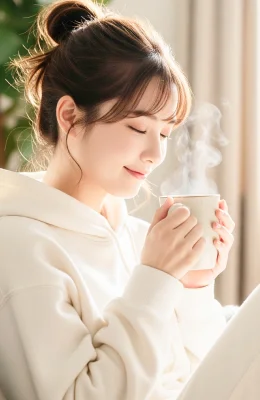 画像:女性がコーヒーを飲んでいる