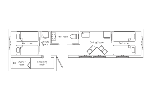 画像:スタンダードルーム(4人定員) 間取り図